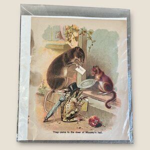 Vintage Anthropomorphic Frog & Mouse Illustration Antique Book Page Ephemera